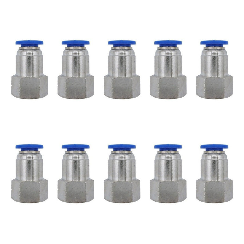 10 Pz De Conector/racor Neumático Recto Hembra 1/8  X 8mm