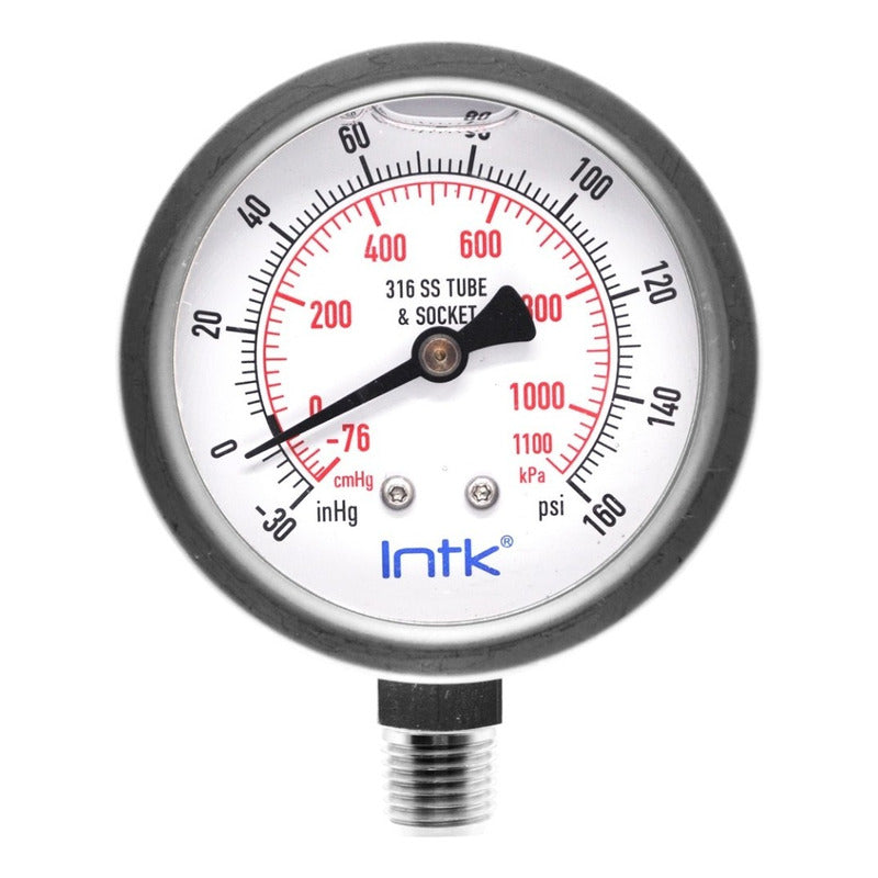 Manovacuómetro Intk 2.5 PLG -30 Inhg/160psi, 1/4  Npt