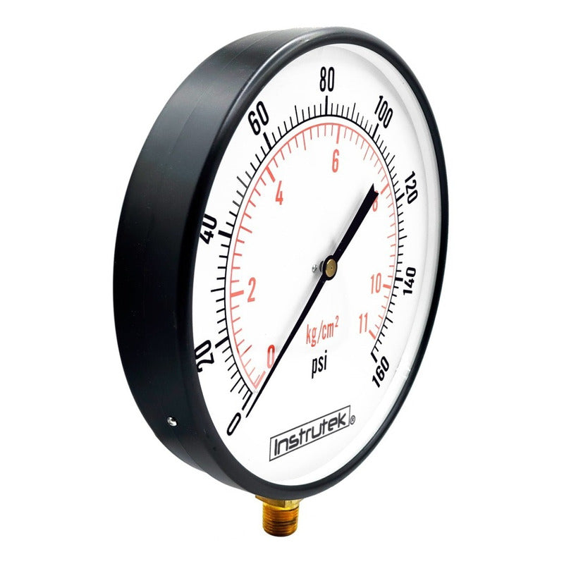 Manómetro 10 PLG Para Caldera, 160 Psi, Conexión Inferior