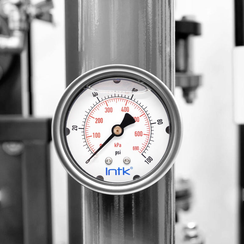 Stainless steel pressure gauge 2.5 PLG, 100 Psi 690 Kpa Conx. Later