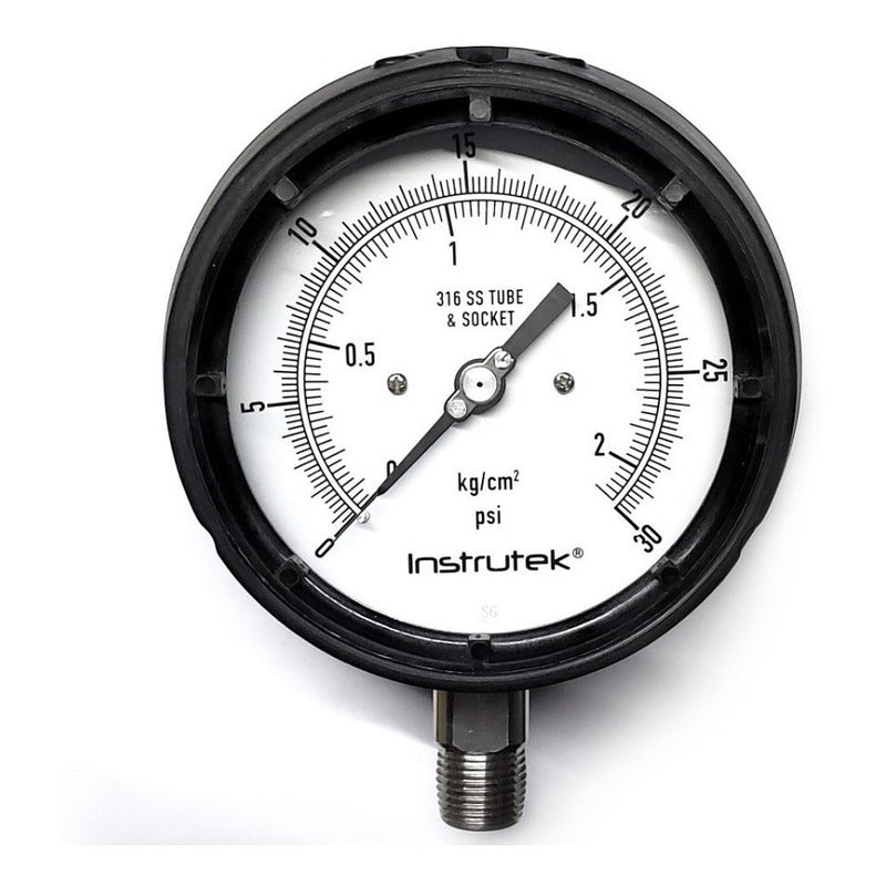 Pressure Gauge Phenolic Stainless Steel Glycerin Case 4.5 IN 30 Psi