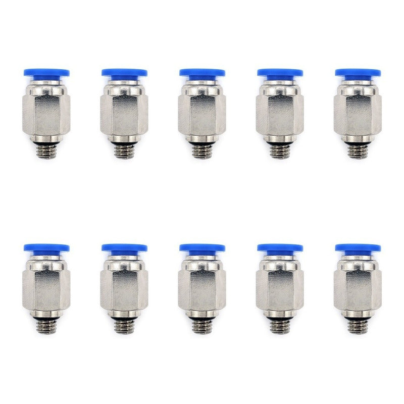 10 Pz De Conector/racor Rápido Neumático Recto M6 X 1/4