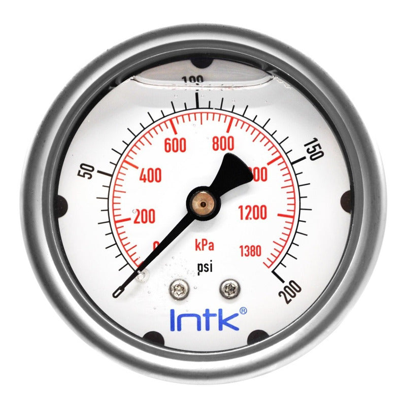 Stainless steel pressure gauge 2.5 PLG, 200 Psi 1380 Kpa Conx. Later