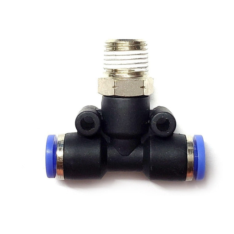 5pc Push-in Tee Pneumatic Fitting 1/8 Npt Male X 6 Mm Hose.