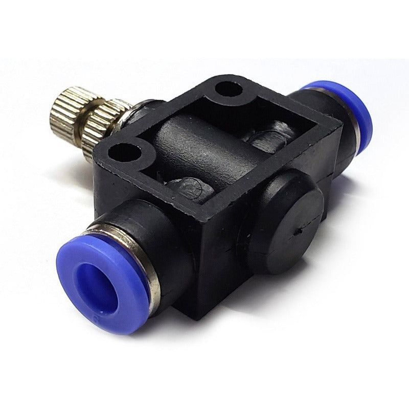 Conector / Regulador De Caudal Neumático Unión Recta 6 Mm