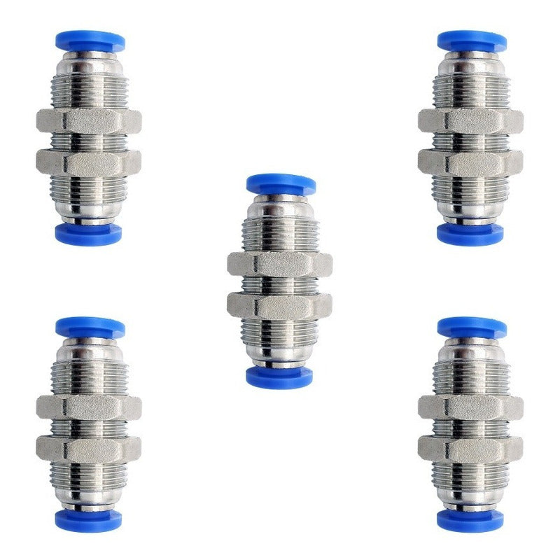 5 Pc of Straight Pneumatic Quick Connect Gland 1/4
