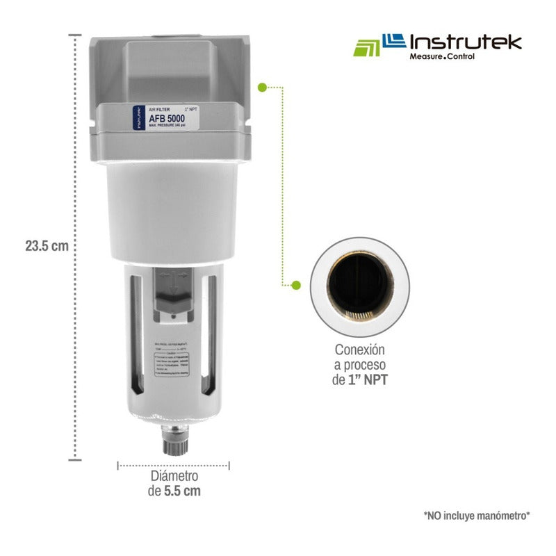 Water Separator Filter 145 Psi, 1 Inch Connection for Compressors