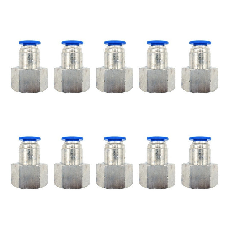 10 Pc of Straight Female Pneumatic Connector/Fitting 3/8 Npt X 8mm