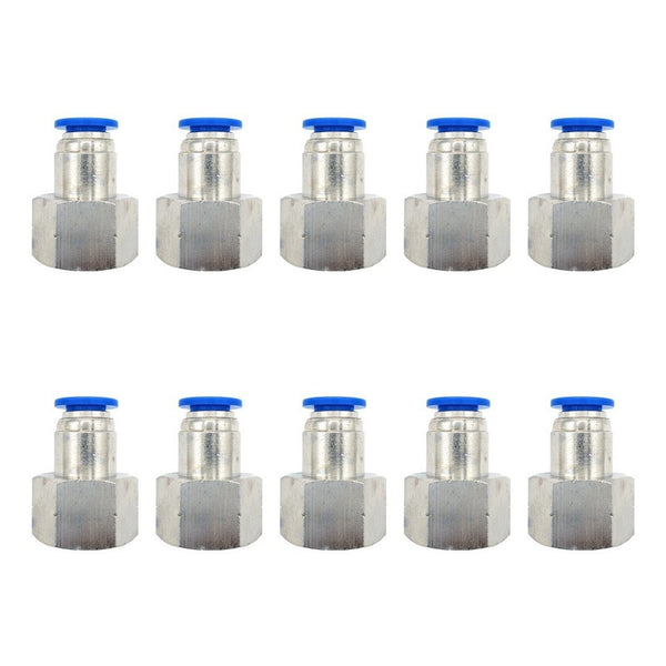 10 Pc of Straight Female Pneumatic Connector/Fitting 3/8 Npt X 8mm