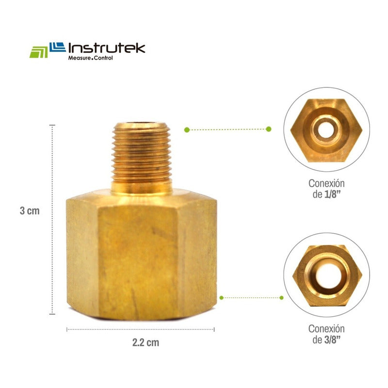 Adaptador Fabricado En Latón De 3/8  Npt A 1/8  Npt 5 Pz