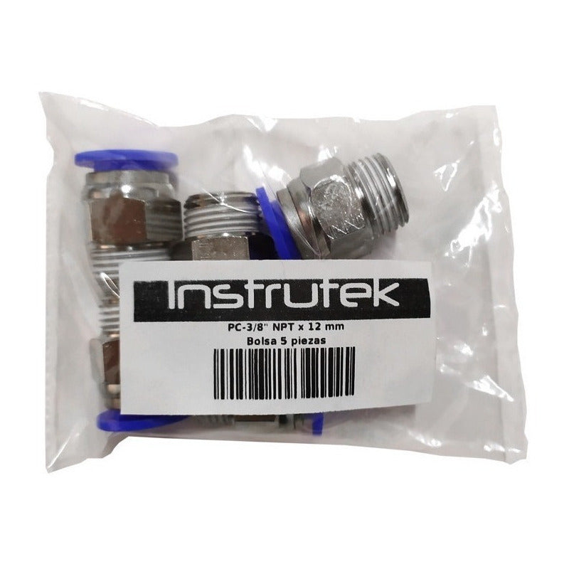 5 Pz De Conector/racor Rápido Neumático Recto 3/8 Npt X 12mm