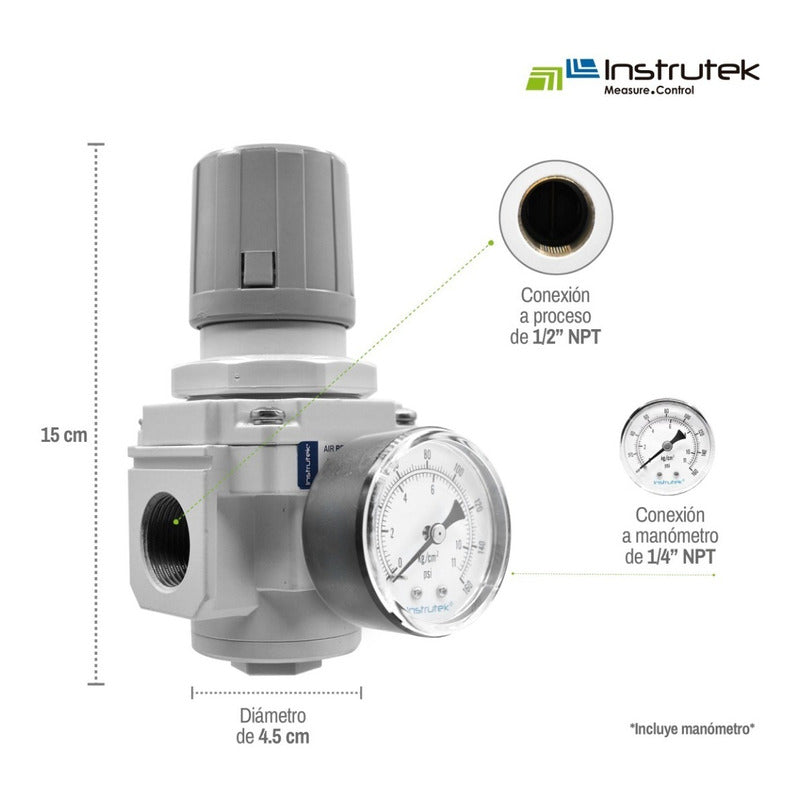 Pressure/air regulator, 145 Psi 1/2 connection with pressure gauge