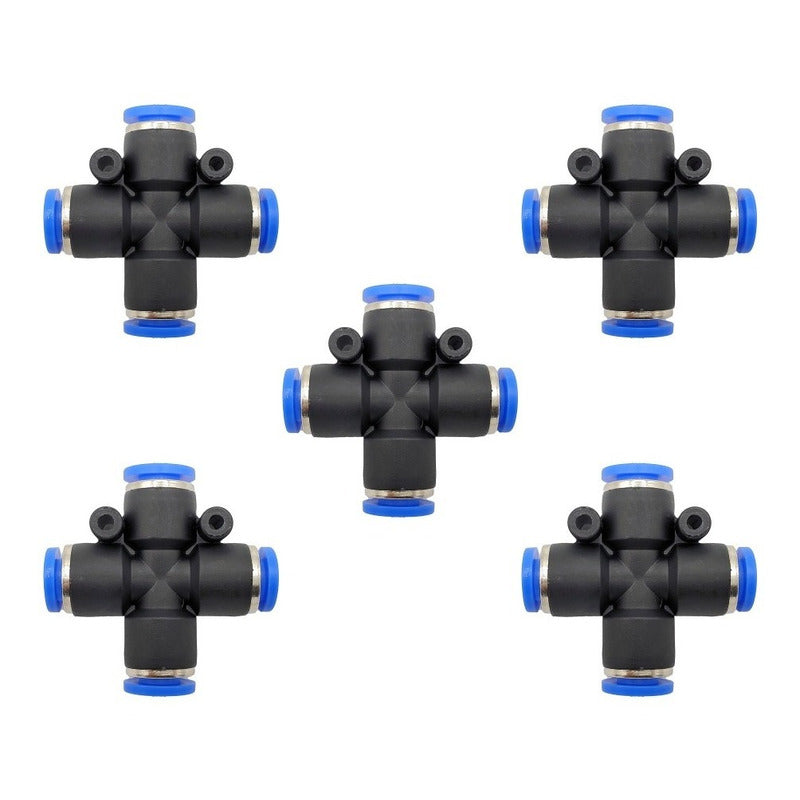 5 Pcs Cross Pneumatic Union Fitting 1/4