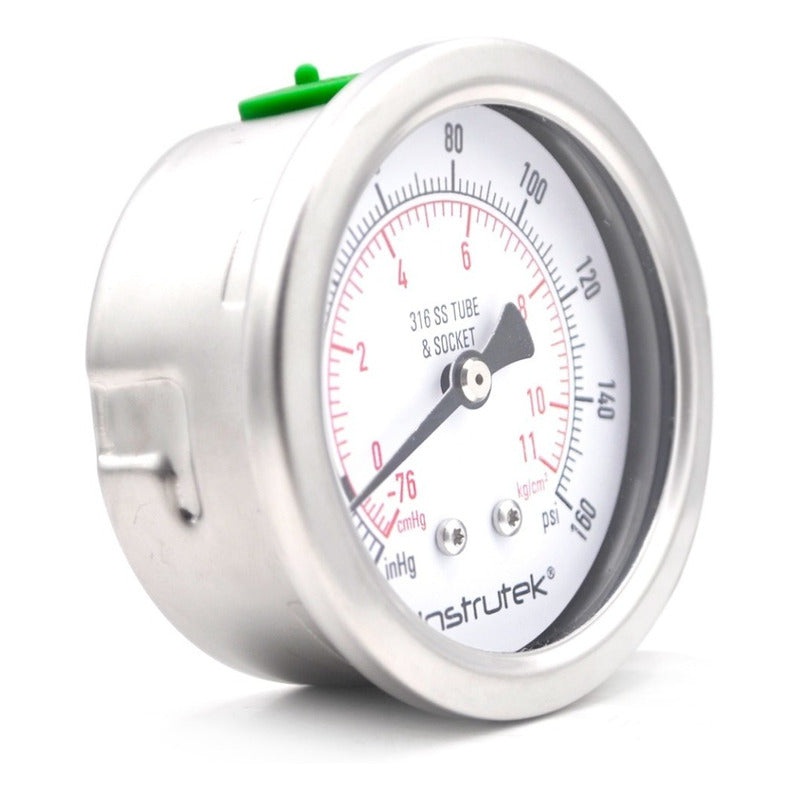 Pressure gauge, Glycerin 2.5 PLG -30 Inhg/160psi, Rear