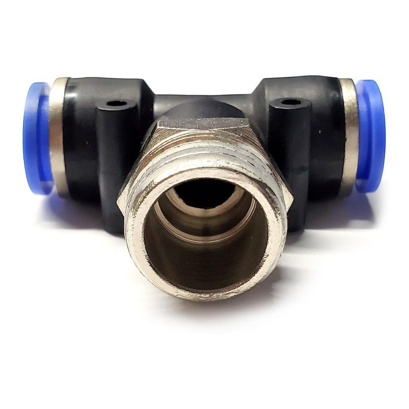 5pz Racor Rápido Neumático En Tee 1/2 Npt Macho X 1/2 Mang.