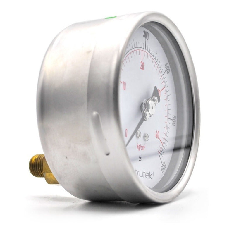 Stainless steel pressure gauge Glycerine 4 PLG, 600 Psi (air, water)