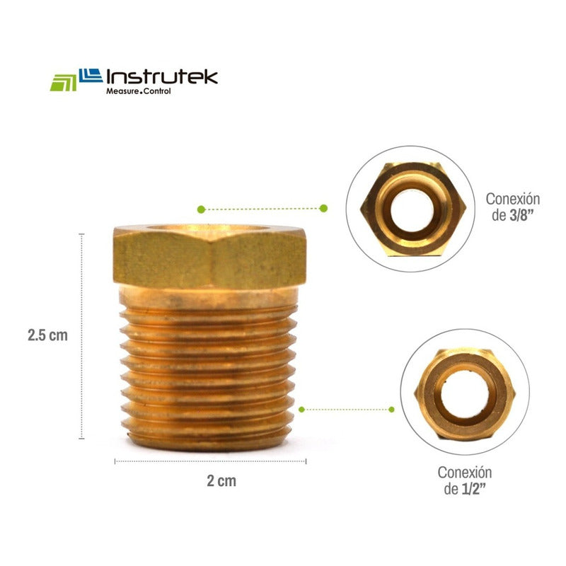 Bushing De Latón 3/8  Npt Hembra A 1/2 Npt Macho 5 Pz