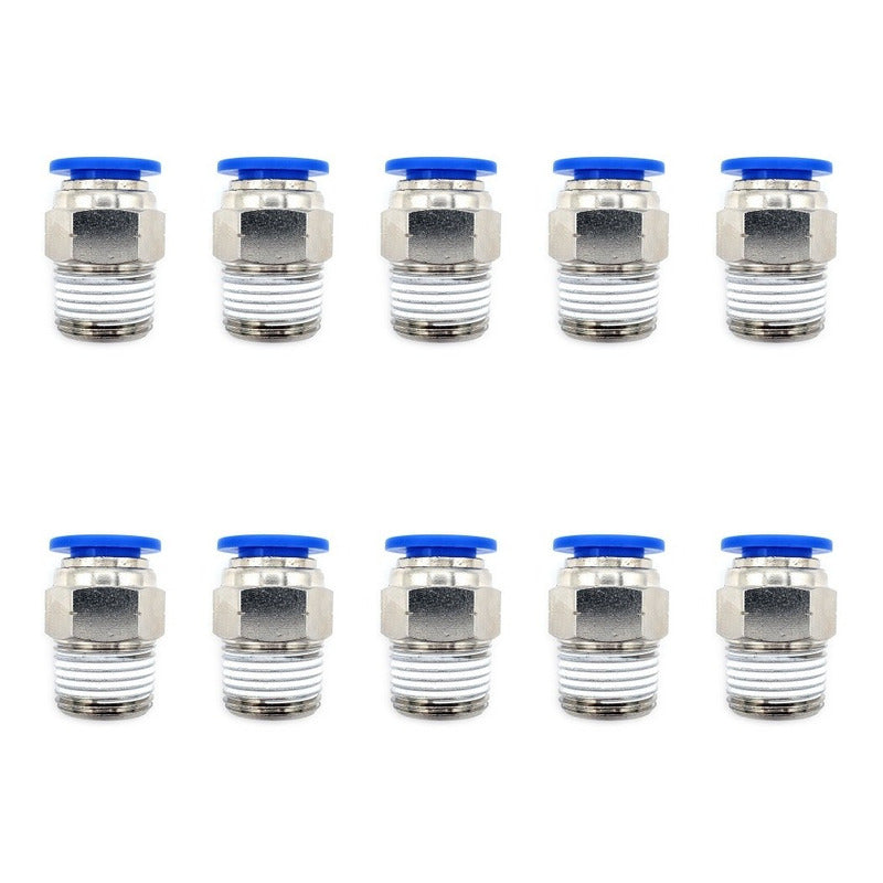 10 Pcs of Straight Pneumatic Quick Connector / Fitting 3/8 Npt X10mm