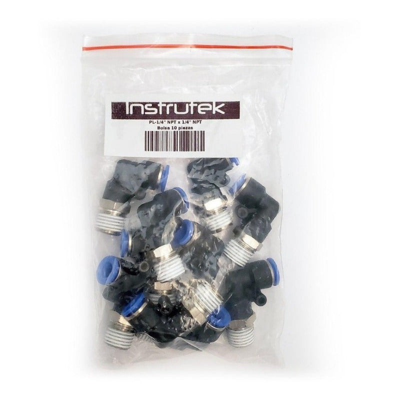 10 Pz De Conector/racor Rápido Neumático Codo 1/4 Npt X 1/4