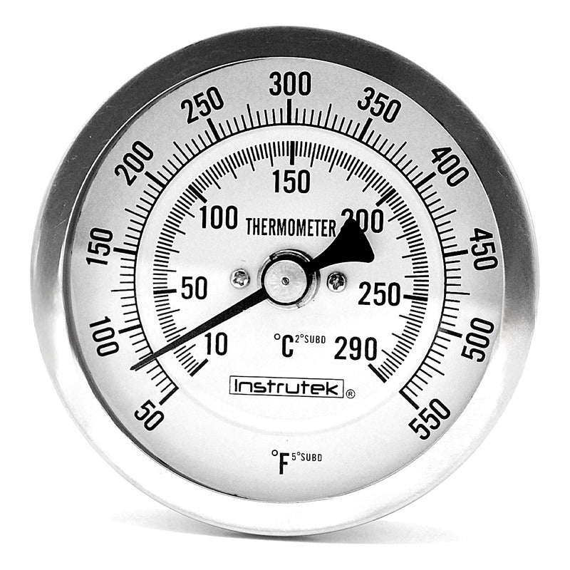 Termómetro Horno 3 PLG 10 A 290°c, Vástago 9 PLG, Rosca 1/2