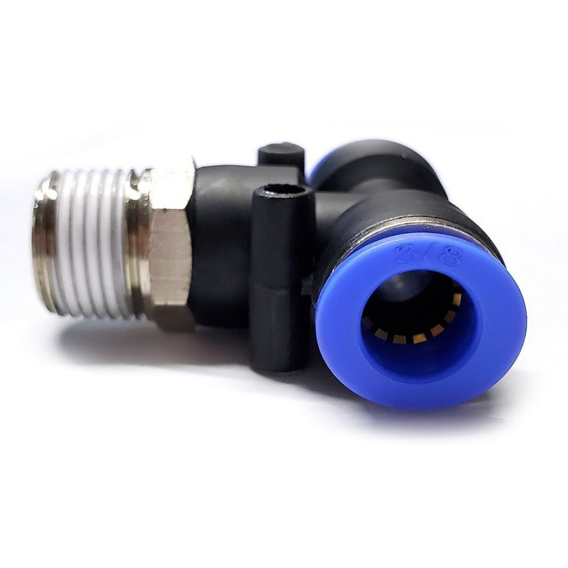 5pc Push-in Tee Pneumatic Fitting 3/8 Npt Male X 3/8 Hose.