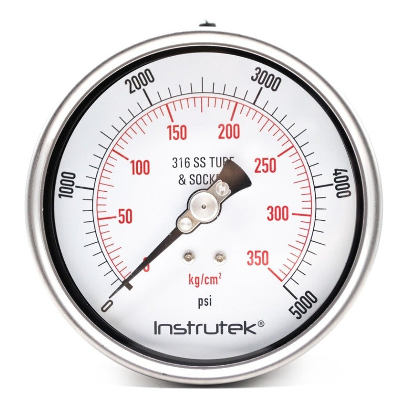 Manómetro Totalmente Inox Alta Presión 4 PLG, 5000 Psi