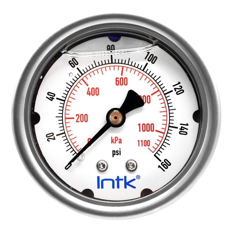 Stainless steel pressure gauge 2.5 PLG, 160 Psi 1100 Kpa Conx. Later