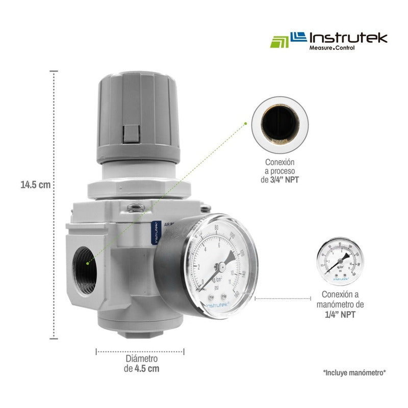 Pressure/air regulator 145 Psi 3/4 connection with pressure gauge