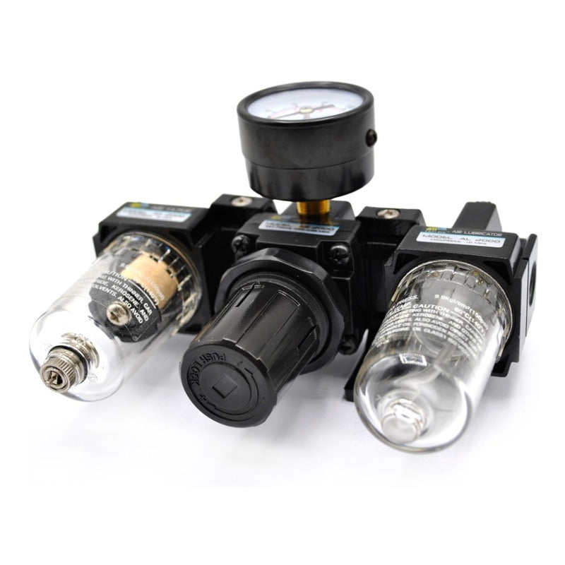 Filtro-regulador-lubricador 1/4 P/ Compresor Con Manómetro