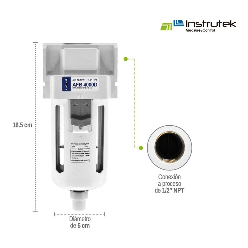 Automatic Drain Water Separator Filter, 145 Psi, 1/2 Connection