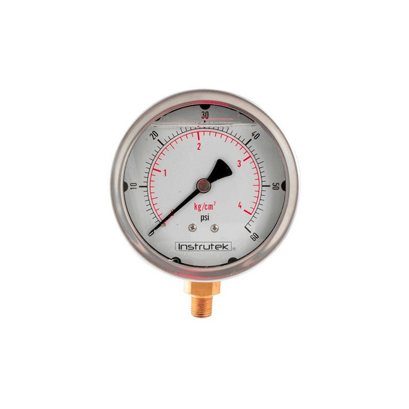 Manómetro Inox Glicerina 4 PLG, 60 Psi (aire, Agua)