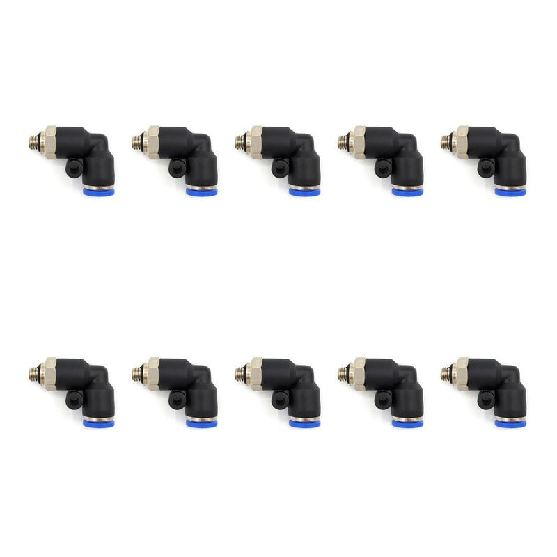 10 Pz De Conector/racor Rápido Neumático Codo M6 X 4mm