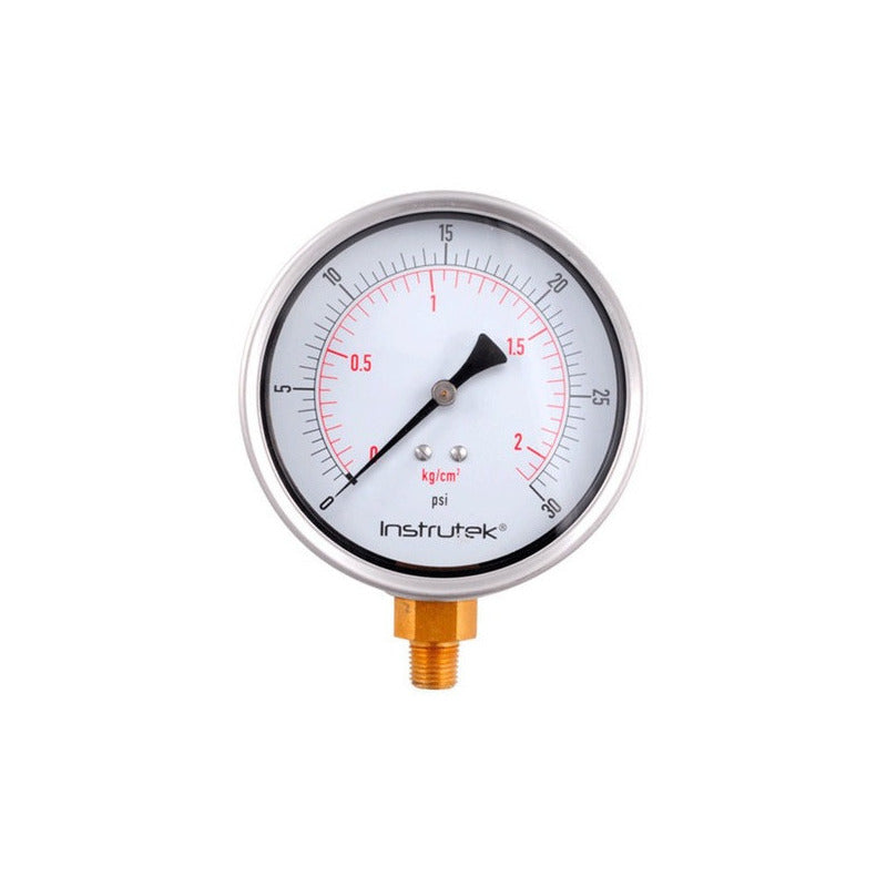 Manómetro Inox Glicerina 4 PLG, 30 Psi (aire, Agua)