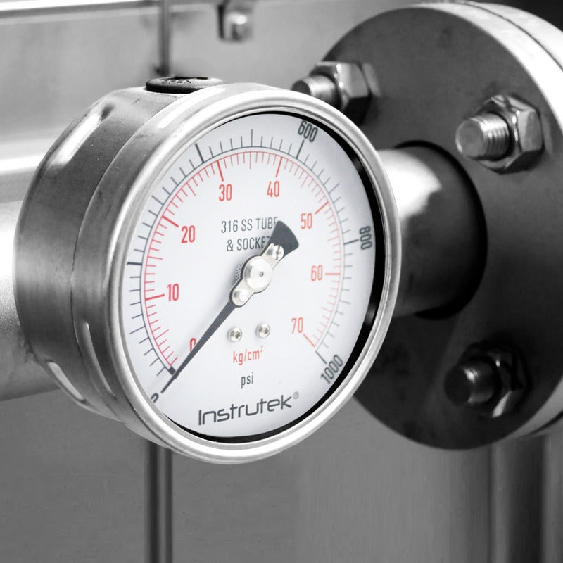 Manómetro Totalmente Inox Alta Presión 4 PLG, 1000 Psi