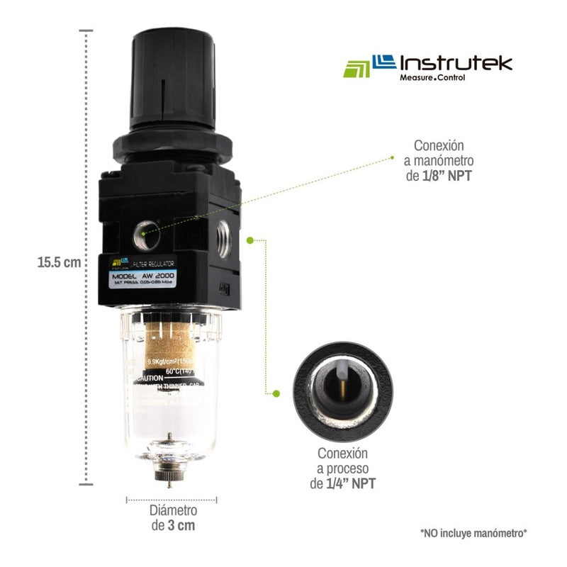 Filter - Air Regulator 1/4 for Compressor, 1/8 Connection