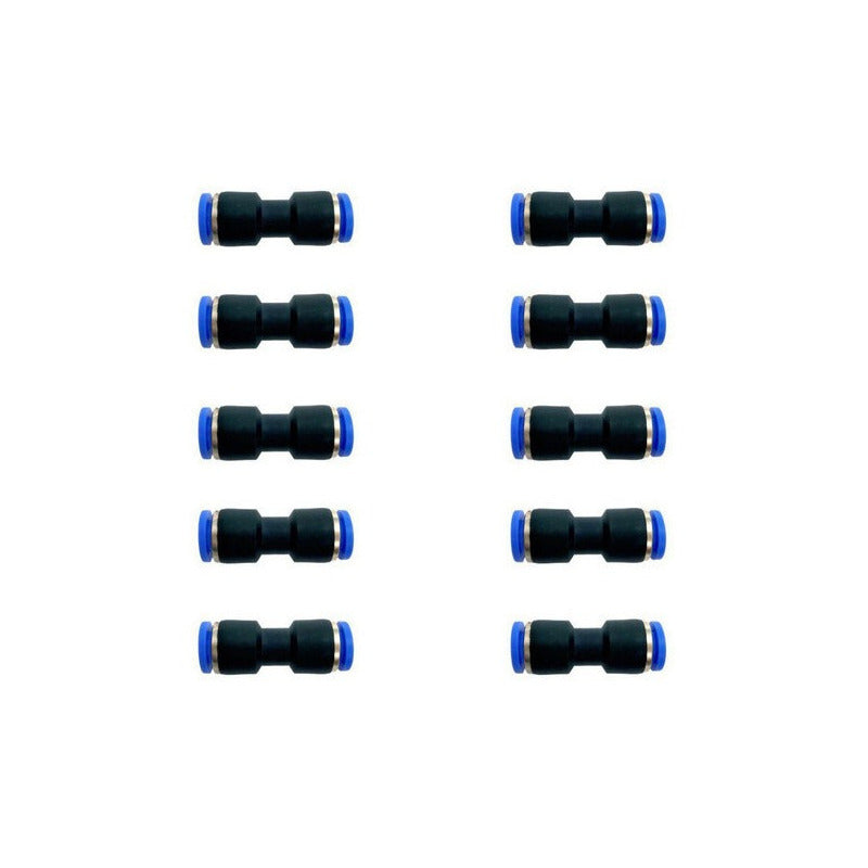 10 Pz Racor Unión Neumático Recto 6 Mm
