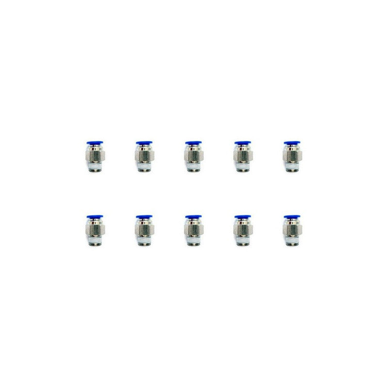 10 Pz De Conector/racor Rápido Neumático Recto 1/8 Npt X 1/4