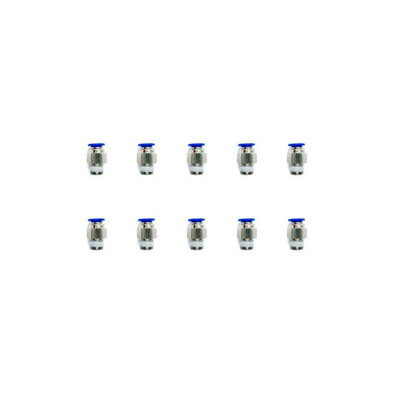 10 Pz De Conector/racor Rápido Neumático Recto 1/8 Npt X 1/4