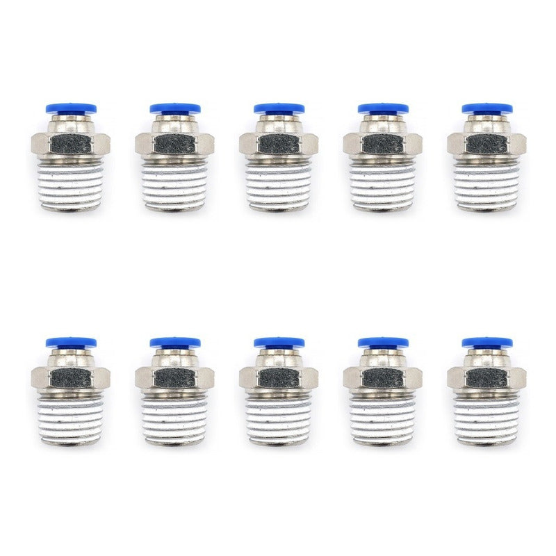 10 Pz De Conector/racor Rápido Neumático Recto 1/4 Npt X 4mm