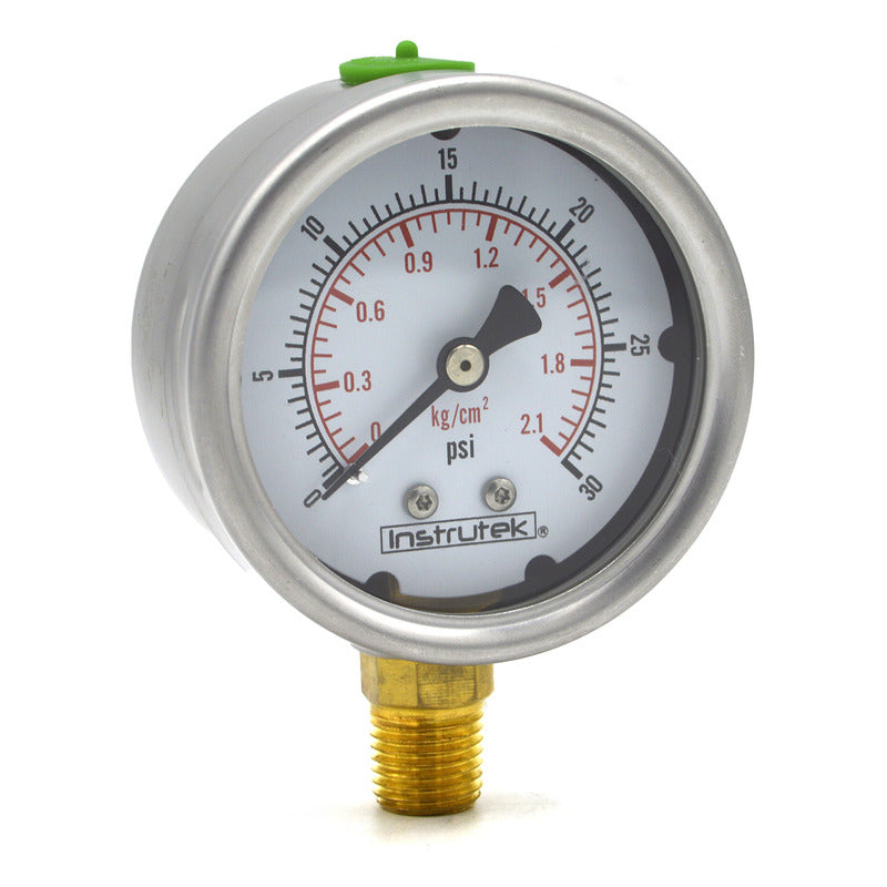 Manómetro Inox Glicerina 2.5 PLG , 30 Psi (aire, Agua)