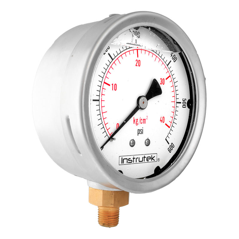 Stainless Steel Glycerin Pressure Gauge 4 IN, 600 Psi (Air, Water)