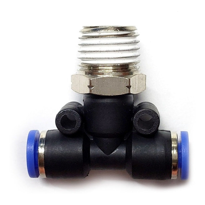 5pc Push-in Tee Pneumatic Fitting 1/4 Npt Male X 4 Mm Hose.