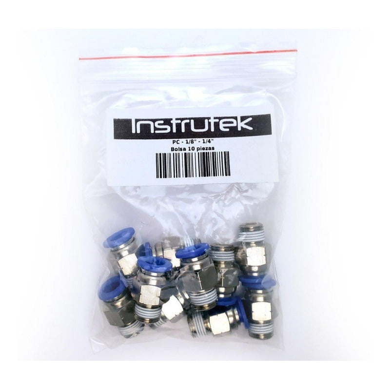 10 Pz De Conector/racor Rápido Neumático Recto 1/8 Npt X 1/4