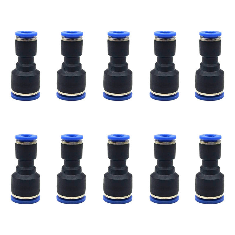 10 Pcs Straight Pneumatic Connector, 10mm to 6mm