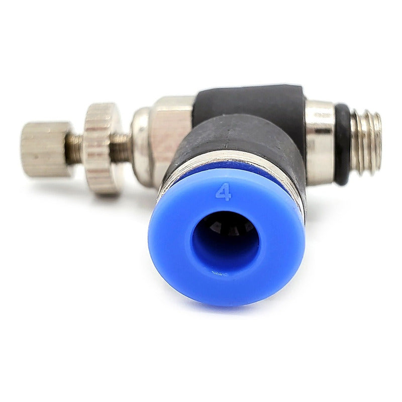 Conector / Regulador De Caudal Neumático Codo Rosca M6 X 4mm