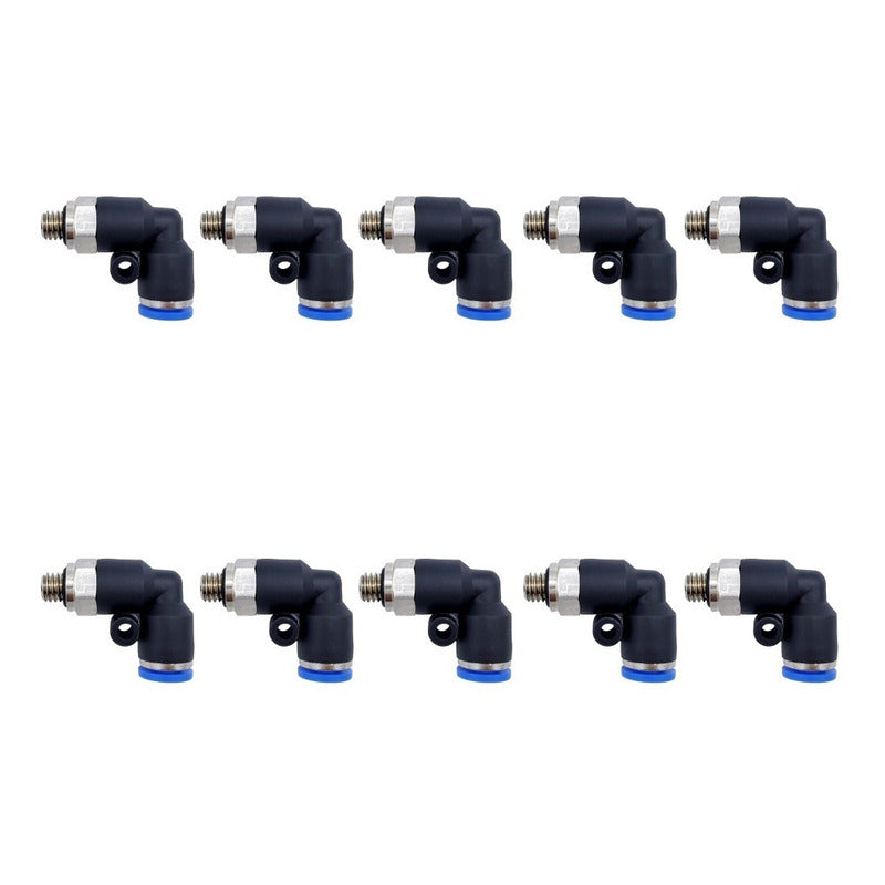10 Pz De Conector/racor Rápido Neumático Codo M5 X 4mm