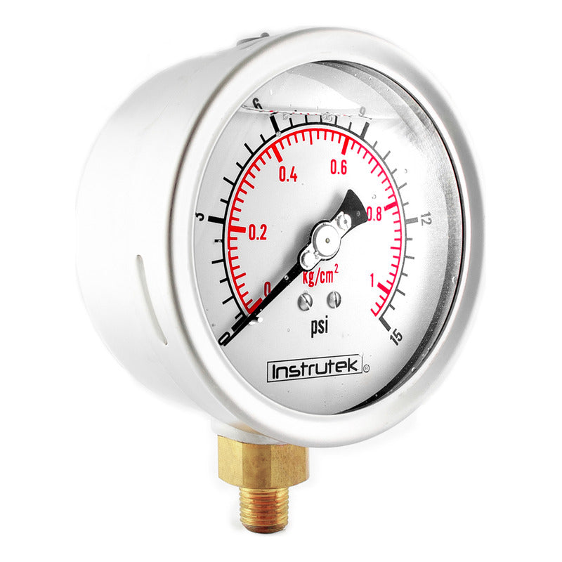 Manómetro Inox Glicerina 4 PLG, 15 Psi (aire, Agua)