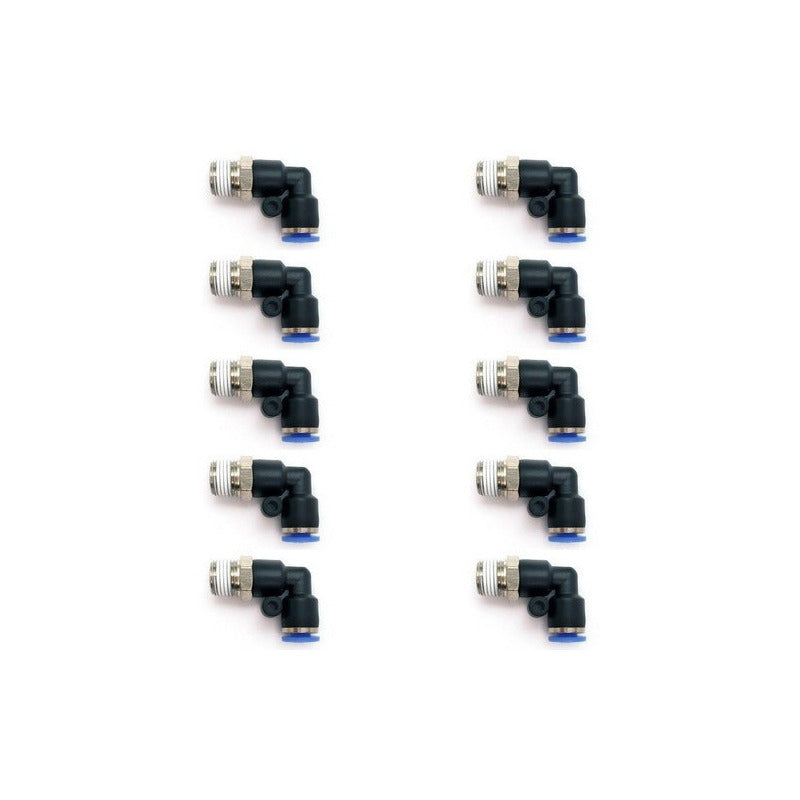 10 Pz De Conector/racor Rápido Neumático Codo 1/8 Npt X 1/8