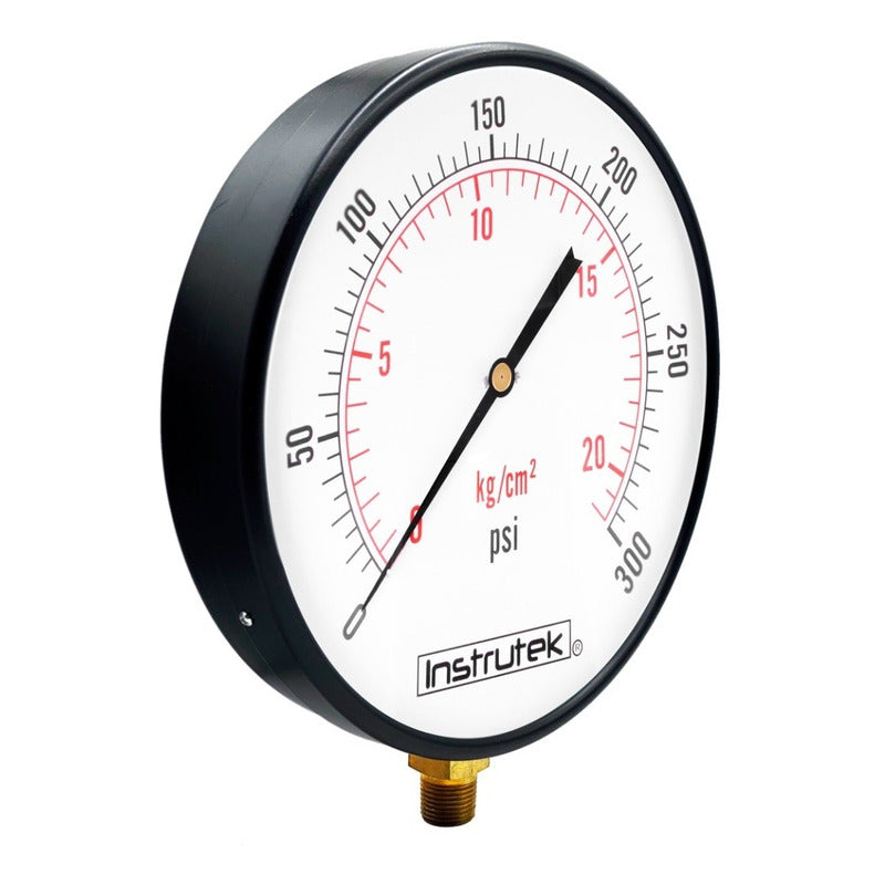 Manómetro 10 PLG Para Caldera, 300 Psi, Conexión Inferior