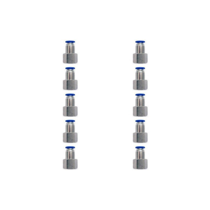 10 Pcs Straight Pneumatic Fitting/Threaded Fitting Female 1/4 X 1/4